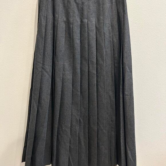 Vintage Gray plaid pleated midi skirt wool/silk zara revolve ralph lauren - Picture 5 of 7